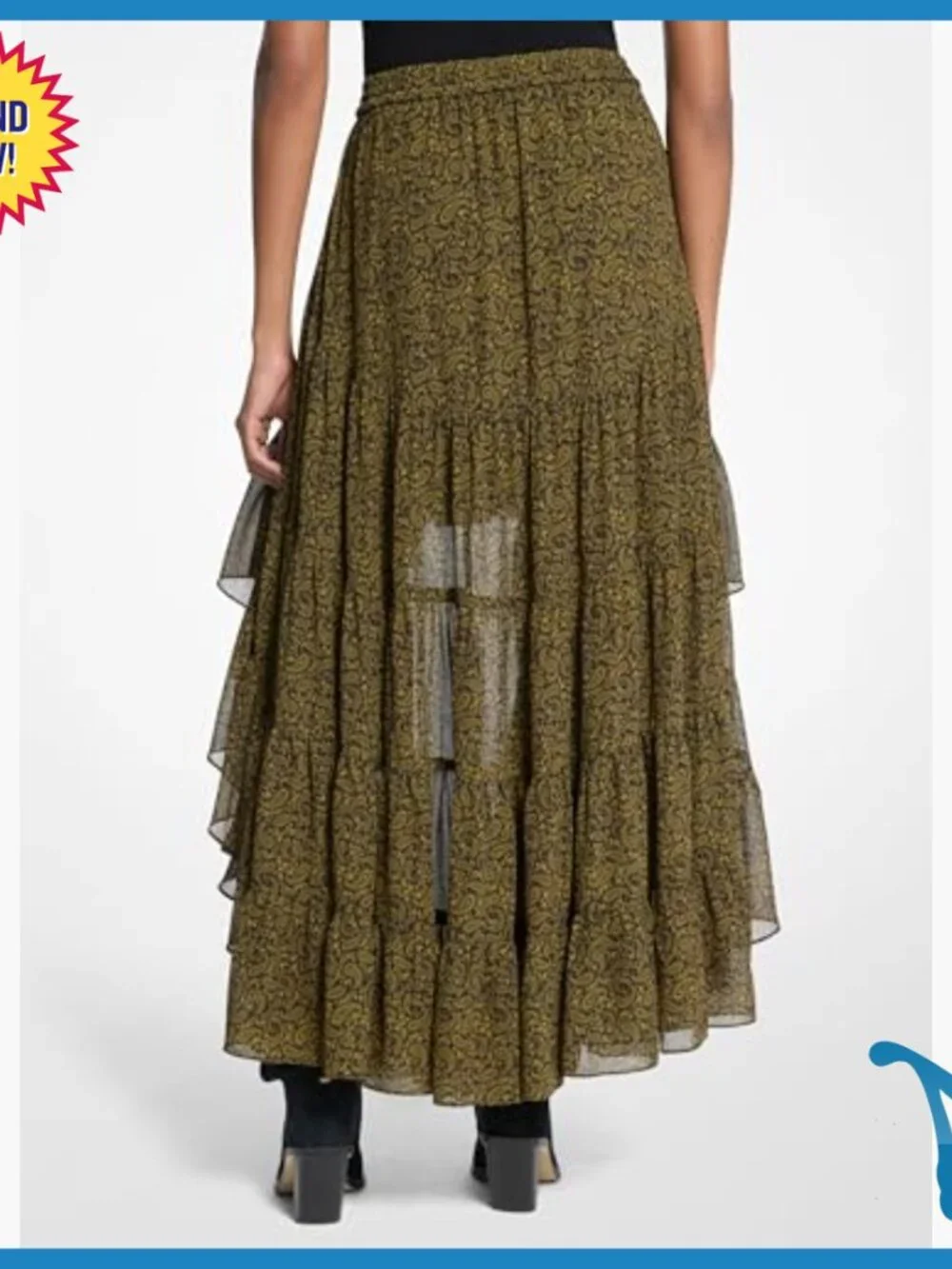 High Low Tier Maxi Skirt Paisley Print Bohemian Style Wear to Work - Picture 2 of 2